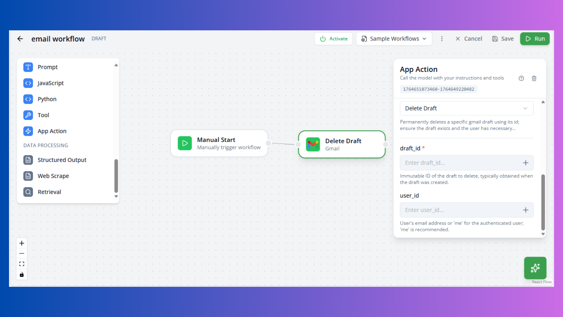 Workflow Composio Action Node