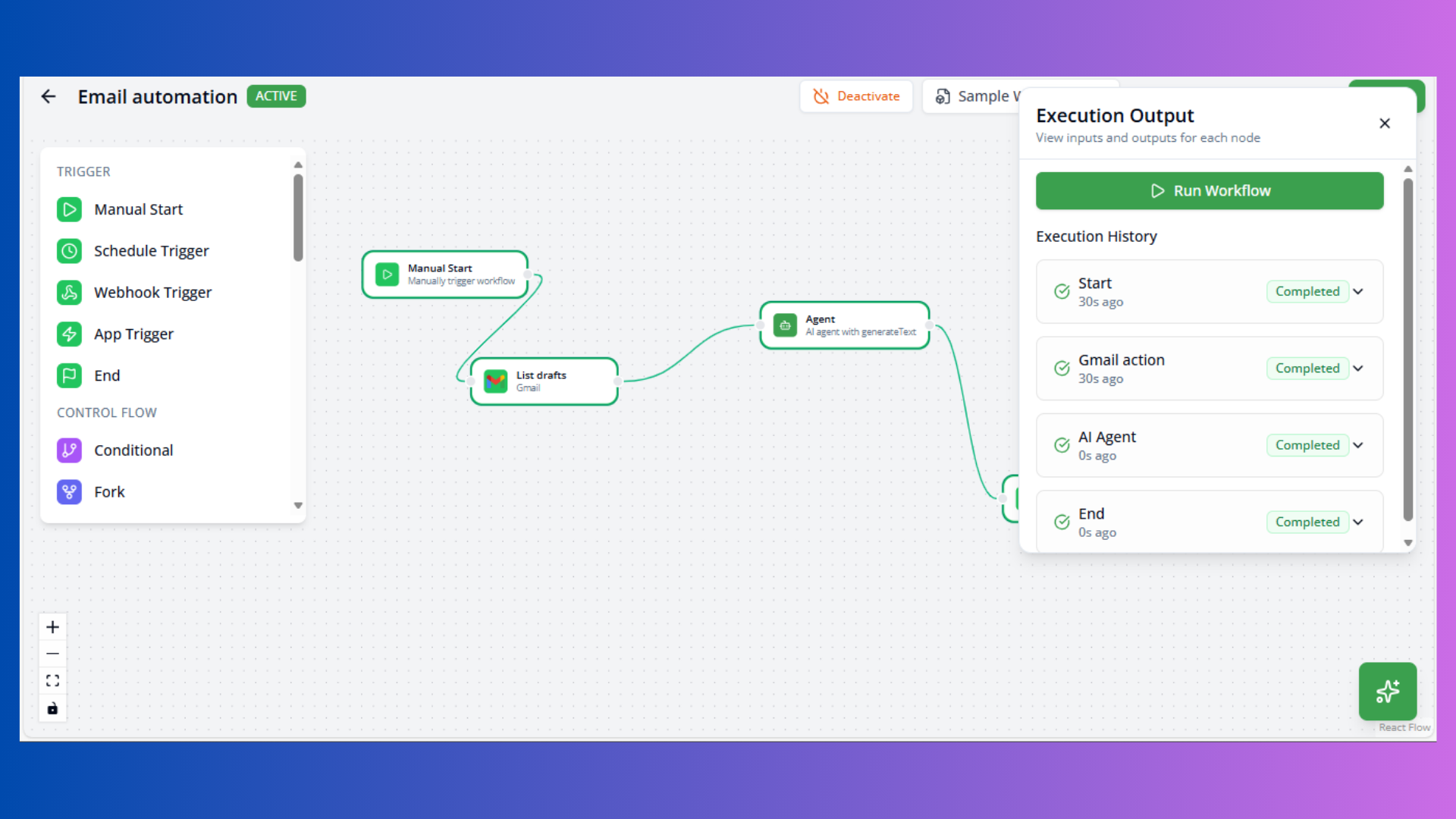 Workflow Execution Panel